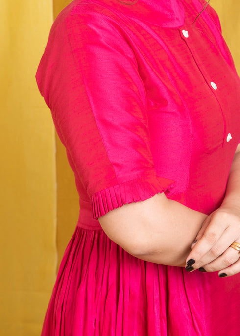 PINK SHORT GATHERS DRESS